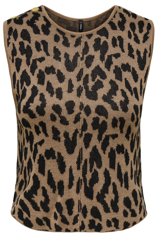 ONLVIENNA SL JQ LEO TANK TOP CC KNT 15347874 Toasted Coconut/Melange/Black
